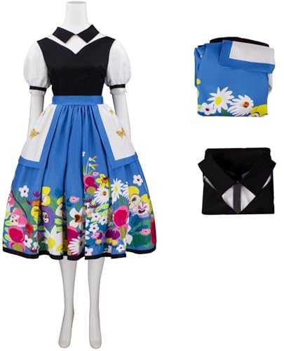 Windskids Alice Kostüm Damen Cosplay Alice 70. Jahrestag Vintage Abendkleid Oberteil und Rock Set für Halloween Weihnachten Karneval Party Geburtstag Maskerade Performance Verkleidung von Windskids