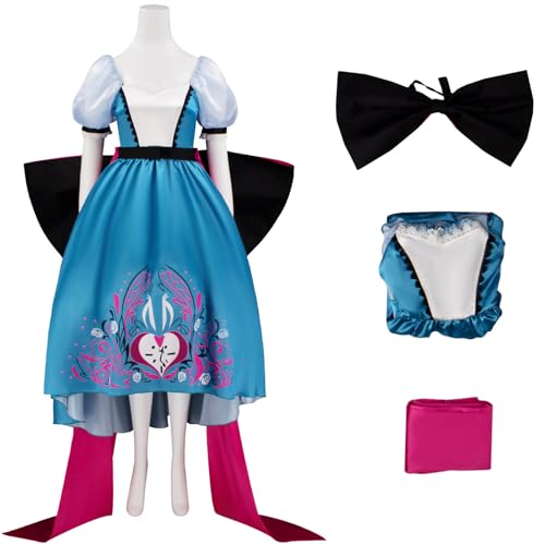 Windskids Alice Kostüm Damen Cosplay Alice Maskerade Vintage Abendkleid mit Fliege Set für Halloween Weihnachten Karneval Party Geburtstag Performance Verkleidung von Windskids