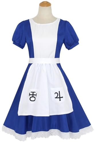 Windskids Alice Kostüm Damen Cosplay Game Alice Maid Uniform Kleid und Schürze Anzug für Halloween Karneval Geburtstag Party Maskerade Performance Verkleidung von Windskids