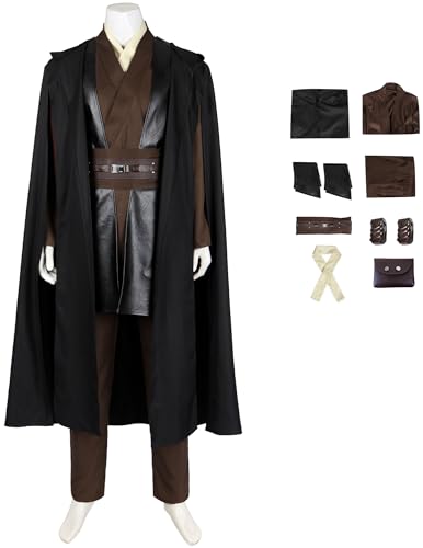 Windskids Anakin Kostüm Herren Cosplay Planet Krieg 2 Anakin Skywalker Jedi Knight Deluxe Komplett Uniform Anzug mit Zubehör für Halloween Karneval Geburtstag Party Maskerade Performance Verkleidung von Windskids