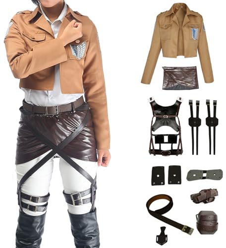 Windskids Anime AOT Kostüm Erwachsene Cosplay Anime AOT Scout Regiment Wings of Liberty Kampf Uniform und Jacke Rock Set für Fancy Dress Up Halloween Karneval Party Maskerade Verkleidung Windskids Anime AOT Kostüm Erwachsene Cosplay Anime AOT Scout Regiment Wings of Liberty Kampf Uniform und Jacke Rock Set für Fancy Dress Up Halloween Karneval Party Maskerade Verkleidung von Windskids