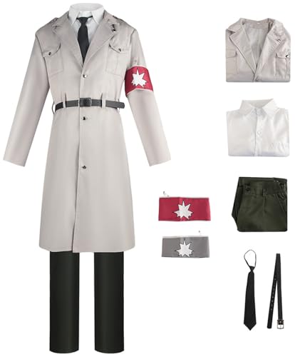 Windskids Anime AOT Kostüm Erwachsene Cosplay Anime AOT Season 4 Marley Military Uniform Jacke Top Hose Krawatte Gürtel Armbinde Set 7 Stück für Halloween Karneval Party Maskerade Verkleidung Windskids Anime AOT Kostüm Erwachsene Cosplay Anime AOT Season 4 Marley Military Uniform Jacke Top Hose Krawatte Gürtel Armbinde Set 7 Stück für Halloween Karneval Party Maskerade Verkleidung von Windskids