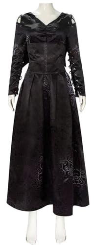 Windskids Bella Kostüm Damen Cosplay Zauberschule Wizard Bellatrix Lestrange Uniform Gothic Vintage Maxi Kleider für Halloween Karneval Geburtstag Party Maskerade Performance Verkleidung, Schwarz von Windskids