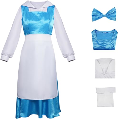 Windskids Belle Kostüm Damen Cosplay Die Schöne und das Biest Prinzessin Belle Maid Kleid mit Kopfbedeckung für Fancy Dress Up Halloween Karneval Party Maskerade Performance Verkleidung Windskids Belle Kostüm Damen Cosplay Die Schöne und das Biest Prinzessin Belle Maid Kleid mit Kopfbedeckung für Fancy Dress Up Halloween Karneval Party Maskerade Performance Verkleidung von Windskids