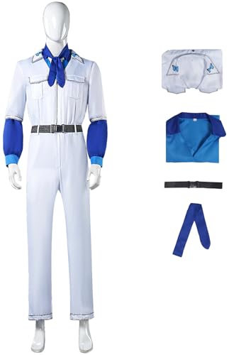 Windskids Benny Kostüm Herren Cosplay ABBA Band Benny Andersson 70er Vintage Jumpsuit und Top Schal Gürtel Anzug 4 Stück für Halloween Karneval Party Maskerade Performance Verkleidung von Windskids