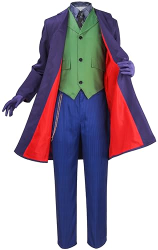 Windskids Clown Kostüm Herren Cosplay Film Clown Lila Deluxe Gothic Vintage Smoking Komplett Uniform mit Zubehör Anzug 7 Stück für Halloween Karneval Geburtstag Party Maskerade Performance Verkleidung von Windskids