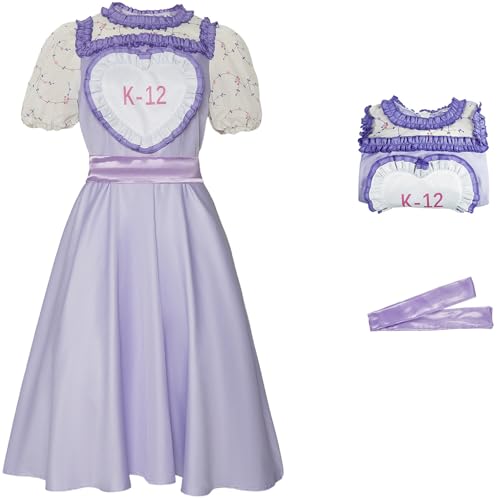 Windskids Cry Baby Kostüm Damen Cosplay Melanie Martinez K 12 Uniform Sweet Girls Spitze Kleid und Gürtel für Halloween Weihnachten Karneval Party Geburtstag Maskerade Performance Verkleidung, Lila von Windskids