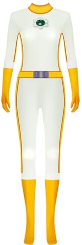 Windskids Daisy Kostüm Damen Cosplay Game Prinzessin Daisy Gelb Druck Jumpsuit für Halloween Karneval Party Maskerade Anime Performance Verkleidung Windskids Daisy Kostüm Damen Cosplay Game Prinzessin Daisy Gelb Druck Jumpsuit für Halloween Karneval Party Maskerade Anime Performance Verkleidung von Windskids