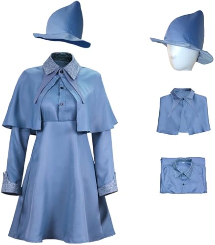 Windskids Damen Fleur Kostüm mit Hut Cosplay Zauberschule Lehrer Fleur Isabelle Delacour Uniform Schal und Kleid Anzug für Halloween Karneval Geburtstag Party Maskerade Performance Verkleidung von Windskids