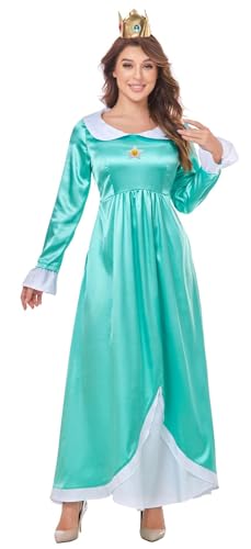 Windskids Damen Rosalina Kostüm Lang Prinzessin Festkleid mit Krone für Fancy Dress Up Halloween Weihnachten Karneval Party Geburtstag Maskerade Performance Rosalina Verkleidung Windskids Damen Rosalina Kostüm Lang Prinzessin Festkleid mit Krone für Fancy Dress Up Halloween Weihnachten Karneval Party Geburtstag Maskerade Performance Rosalina Verkleidung von Windskids