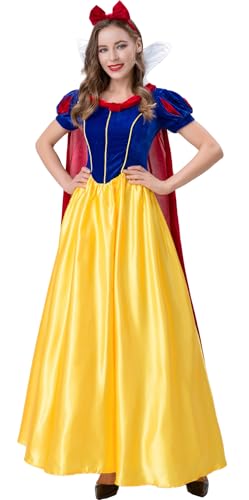 Windskids Damen Schneewittchen Kostüm Samt Lang Kleid Umhang Schleife Set für Fancy Dress Up Halloween Karneval Party Geburtstag Maskerade Performance Snow White Verkleidung Windskids Damen Schneewittchen Kostüm Samt Lang Kleid Umhang Schleife Set für Fancy Dress Up Halloween Karneval Party Geburtstag Maskerade Performance Snow White Verkleidung von Windskids