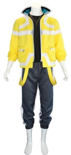 Windskids David Kostüm Herren Cosplay Anime Cyberpunk Edgerunners David Hip Hop Komplett Uniform mit Halskette Set für Halloween Karneval Party Geburtstag Maskerade Performance Verkleidung von Windskids