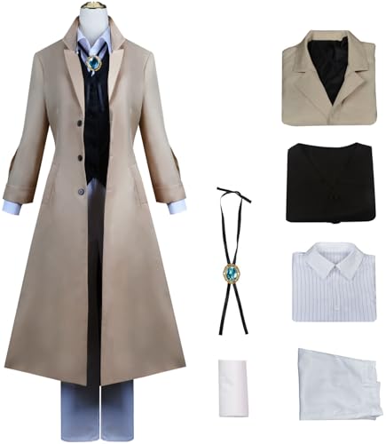 Windskids Dazai Osamu Kostüm Herren Cosplay Anime Bungo Stray Dogs Osamu Dazai Uniform Set Jacke und Weste Top Hose Fliege Bandage für Fancy Dress Up Halloween Karneval Party Maskerade Verkleidung Windskids Dazai Osamu Kostüm Herren Cosplay Anime Bungo Stray Dogs Osamu Dazai Uniform Set Jacke und Weste Top Hose Fliege Bandage für Fancy Dress Up Halloween Karneval Party Maskerade Verkleidung von Windskids
