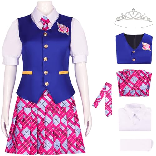 Windskids Delancey Kostüm Damen Cosplay Prinzessin Academy Schuluniform Weste Hemd Rock Krawatte Krone Socken Set 6 Stück für Halloween Karneval Party Geburtstag Maskerade Performance Verkleidung von Windskids