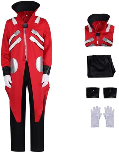 Windskids Dr Eggman Kostüm Herren Cosplay Wissenschaftlerin Ivo Robotnik Uniform Rot Jacke und Hose Gürtel Handgelenk Set für Halloween Karneval Party Geburtstag Maskerade Performance Verkleidung von Windskids