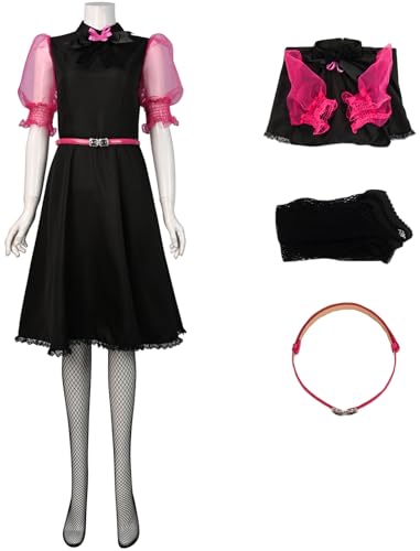 Windskids Draculaura Kostüm Damen Cosplay Monster High Vampir Draculaura Gothic Kleider Gürtel Socken Set für Halloween Karneval Party Maskerade Performance Verkleidung, Schwarz von Windskids