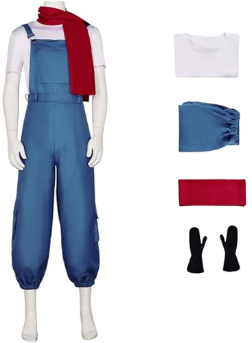 Windskids Eddie Kostüm Herren Cosplay Game Edward Mason Komplett Uniform Top und Hose Halstuch Handschuhe Anzug 4 Stück für Halloween Karneval Geburtstag Party Maskerade Performance Verkleidung von Windskids