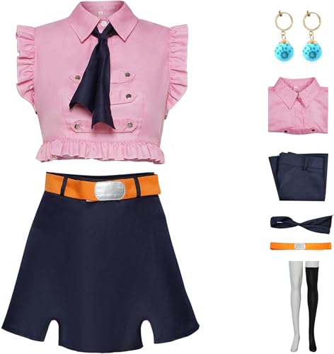 Windskids Elizabeth Liones Kostüm Damen Cosplay Anime Elizabeth Liones Komplett Uniform mit Ohrringe Anzug für Halloween Karneval Party Geburtstag Maskerade Anime Performance Verkleidung DramaKostüm von Windskids