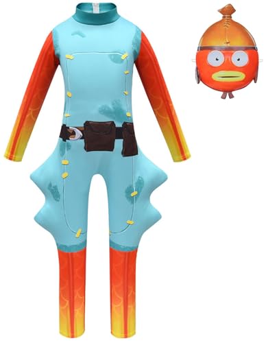 Windskids Fishstick Kostüm Jungen Cosplay Game Fishstick Loungewear Pyjamas Drucke Jumpsuits mit Masken Anzug 2 Stück für Kinder Halloween Karneval Party Geburtstag Maskerade Performance Verkleidung von Windskids