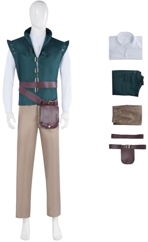 Windskids Flynn Rider Kostüm Herren Cosplay Rapunzel Flynn Rider Komplett Ritter Uniform Weste und Hemd Hose mit Gürteltasche Anzug für Halloween Karneval Party Maskerade Performance Verkleidung Windskids Flynn Rider Kostüm Herren Cosplay Rapunzel Flynn Rider Komplett Ritter Uniform Weste und Hemd Hose mit Gürteltasche Anzug für Halloween Karneval Party Maskerade Performance Verkleidung von Windskids