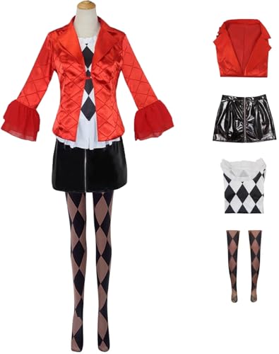 Windskids Gaga Harley Kostüm Damen Fasching Cosplay Movie Clown 2 Gaga Harley Gothic Uniform Rot Jacke und Top Rock Socken Anzug für Halloween Karneval Party Maskerade Performance Verkleidung Windskids Gaga Harley Kostüm Damen Fasching Cosplay Movie Clown 2 Gaga Harley Gothic Uniform Rot Jacke und Top Rock Socken Anzug für Halloween Karneval Party Maskerade Performance Verkleidung von Windskids