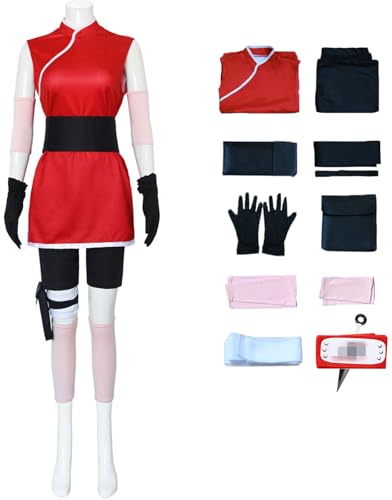 Windskids Haruno Kostüm Damen Cosplay Ninja Komplett Uniform con Stirnband Zubehör für Fancy Dress Up Halloween Karneval Party Geburtstag Maskerade Anime Performance Sakura Verkleidung, Rot Windskids Haruno Kostüm Damen Cosplay Ninja Komplett Uniform con Stirnband Zubehör für Fancy Dress Up Halloween Karneval Party Geburtstag Maskerade Anime Performance Sakura Verkleidung, Rot von Windskids