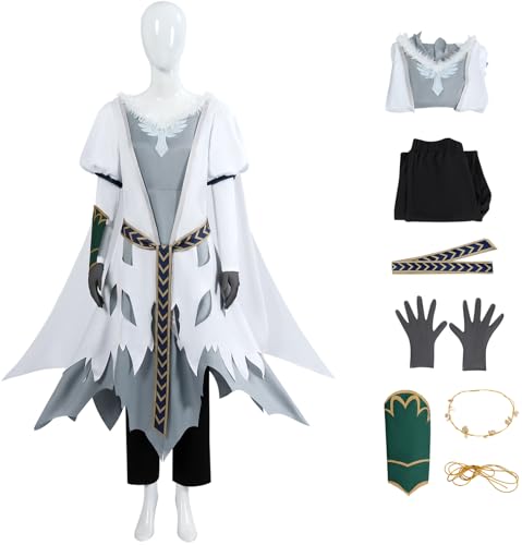 Windskids Héra Kostüm Damen Cosplay Rohan Prinzessin Héra Komplett Kampf Uniform Kleid mit Zubehör Set für Fancy Dress Up Halloween Karneval Party Geburtstag Maskerade Performance Verkleidung von Windskids