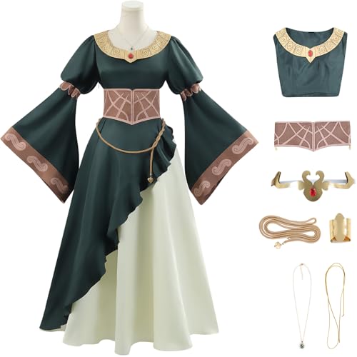 Windskids Héra Kostüm Damen Cosplay Rohan Prinzessin Héra Komplett Uniform Vintage Kleid mit Zubehör Set für Fancy Dress Up Halloween Karneval Party Geburtstag Maskerade Performance Verkleidung von Windskids