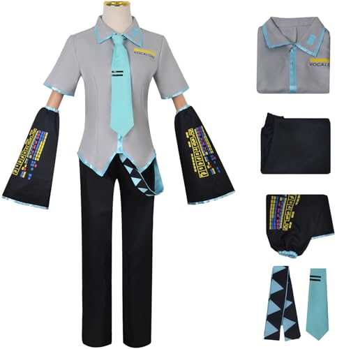 Windskids Herren Anime Miku Kostüm Fasching Cosplay Virtual Idol H'atsune M'iku Komplett Uniform Set mit Kopfhörer für Fancy Dress Up Halloween Karneval Party Maskerade Performance Männer Verkleidung Windskids Herren Anime Miku Kostüm Fasching Cosplay Virtual Idol H'atsune M'iku Komplett Uniform Set mit Kopfhörer für Fancy Dress Up Halloween Karneval Party Maskerade Performance Männer Verkleidung von Windskids