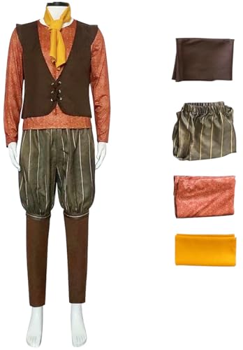 Windskids Homunculus Kostüm Herren Cosplay Rumpelstiltskin Homunculus Uniform Weste und Oberteil Hose Schal Anzug 4 Stück für Halloween Karneval Party Maskerade Performance Verkleidung von Windskids