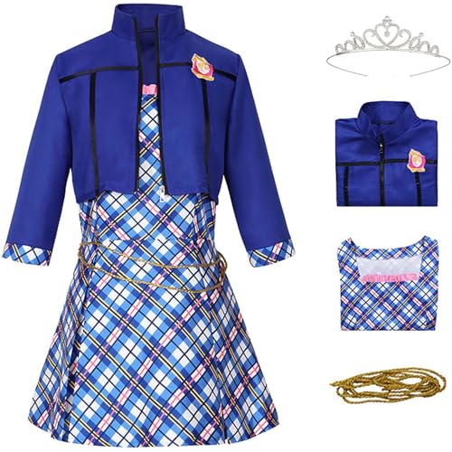 Windskids Isla Kostüm Damen Cosplay Barbi Prinzessin Academy Schuluniform Isla Jacke Kleid Gürtel Krone Set für Halloween Karneval Party Geburtstag Maskerade Bühne Performance Verkleidung, Blau von Windskids