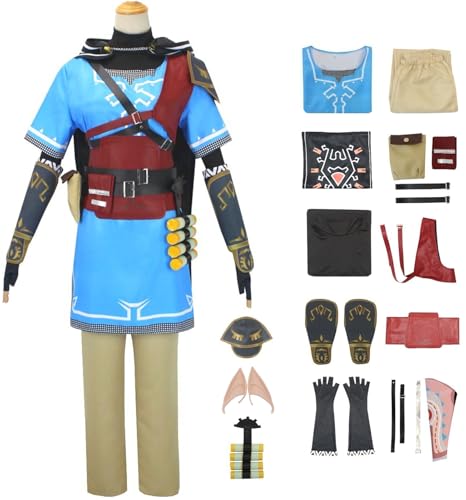 Windskids Jungen Link Kostüm mit Elfenohr Fasching Cosplay Abenteuerspiel Zelda Link Komplett Uniform und Zubehör Set für Fancy Dress Up Halloween Karneval Party Maskerade Geburtstag Anime Verkleidung Windskids Jungen Link Kostüm mit Elfenohr Fasching Cosplay Abenteuerspiel Zelda Link Komplett Uniform und Zubehör Set für Fancy Dress Up Halloween Karneval Party Maskerade Geburtstag Anime Verkleidung von Windskids