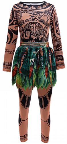 Windskids Jungen Maui Kostüm Fasching Tattoo Oberteil und Hose Vaiana Halbgötter Maui Outfit Halloween Karneval Geburtstag Party Verkleidung Kinder 2-11 Jahre von Windskids