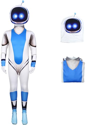 Windskids Kinder Astro Robotik Kostüm Druck Langarm Jumpsuit mit Maske für Fancy Dress Up Halloween Karneval Party Geburtstag Maskerade Verkleidung von Windskids