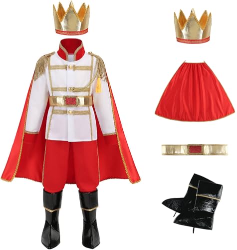 Windskids Kinder Henry Kostüm Jungen Fasching Aschenputtel Prinz Henry Komplett Hof Prinz Kleidung mit Krone Set für Halloween Weihnachten Karneval Party Geburtstag Performance Verkleidung, 3-12 Jahre von Windskids