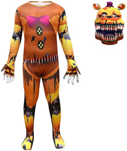 Windskids Kinder Kostüm Jungen Mädchen Fasching Cosplay Game Horror Bear Outfit Langarm Jumpsuit Maske für Fancy Dress Up Halloween Karneval Party Geburtstag Maskerade Verkleidung, 4-13 Jahre von Windskids