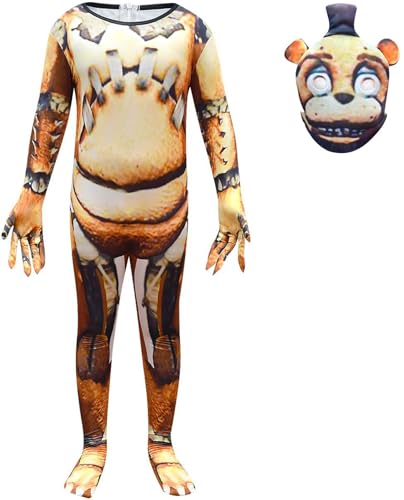 Windskids Kinder Kostüm Jungen Mädchen Fasching Cosplay Game Horror Bear Outfit Langarm Jumpsuit Maske für Fancy Dress Up Halloween Karneval Party Geburtstag Maskerade Verkleidung, 4-13 Jahre von Windskids