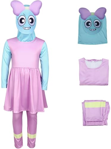 Windskids Kinder Kostüm mit Maske Fasching Cosplay Dandy Boxten Poppy Druck Langarm Jumpsuit für Fancy Dress Up Halloween Karneval Party Geburtstag Maskerade Verkleidung von Windskids