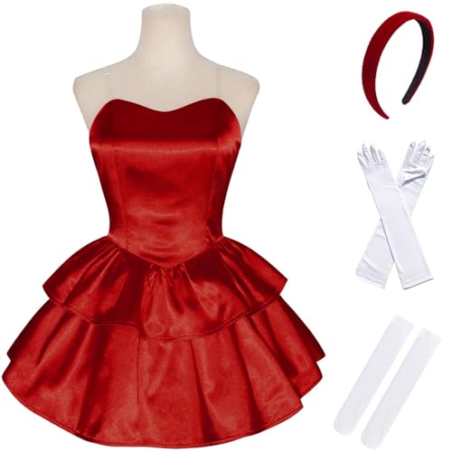 Windskids Kirigoe Mima Kostüm Damen Cosplay Perfect Blue Kirigoe Mima Bustier Abendkleid und Stirnband Handschuhe Socken für Halloween Karneval Party Geburtstag Maskerade Anime Performance Verkleidung von Windskids