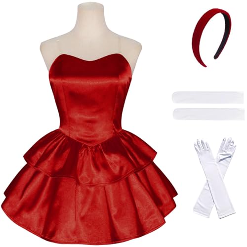 Windskids Kirigoe Mima Kostüm Damen Cosplay Perfect Blue Kirigoe Mima Bustier Abendkleid und Stirnband Handschuhe Socken für Halloween Karneval Party Geburtstag Maskerade Anime Performance Verkleidung von Windskids