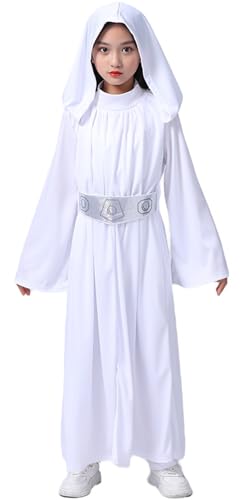 Windskids Mädchen Cosplay Planet Krieg Prinzessin Leia Weiß Kapuzenkleid Hose Gürtel und Perücken für Fancy Dress Up Halloween Karneval Party Geburtstag Maskerade Performance Verkleidung, 3-10 Jahre Windskids Mädchen Cosplay Planet Krieg Prinzessin Leia Weiß Kapuzenkleid Hose Gürtel und Perücken für Fancy Dress Up Halloween Karneval Party Geburtstag Maskerade Performance Verkleidung, 3-10 Jahre von Windskids