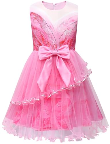 Windskids Mädchen Glinda Kostüm Fasching Cosplay Wicked Glinda Fee Ballerina Tüll Abendkleid für Fancy Dress Up Halloween Weihnachten Karneval Party Geburtstag Kinder Verkleidung, Rosa von Windskids