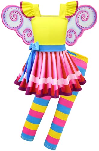 Windskids Mädchen Nancy Kostüm Fasching Cosplay Fancy Nancy Ballerina Flügelkleid und Hose für Dress Up Halloween Weihnachten Karneval Party Geburtstag Kinder Verkleidung von Windskids