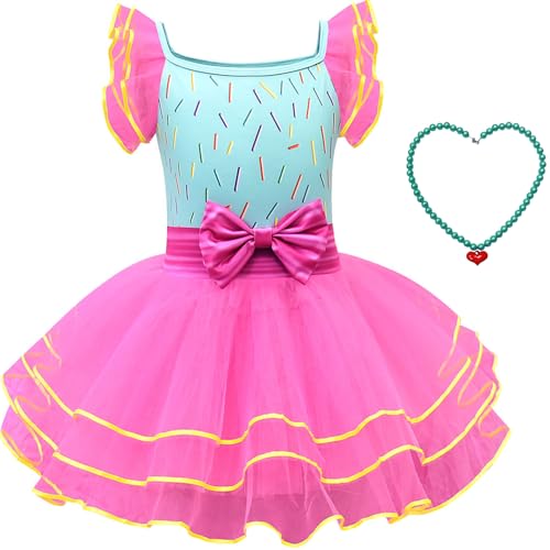 Windskids Mädchen Nancy Kostüm Fasching Cosplay Fancy Nancy Tüll Ballerina Abendkleider und Hose Kette für Dress Up Halloween Weihnachten Karneval Party Geburtstag Kinder Verkleidung von Windskids