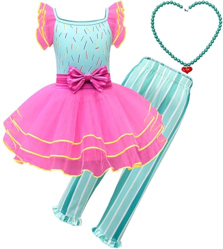 Windskids Mädchen Nancy Kostüm Fasching Cosplay Fancy Nancy Tüll Ballerina Abendkleider und Hose Kette für Dress Up Halloween Weihnachten Karneval Party Geburtstag Kinder Verkleidung von Windskids