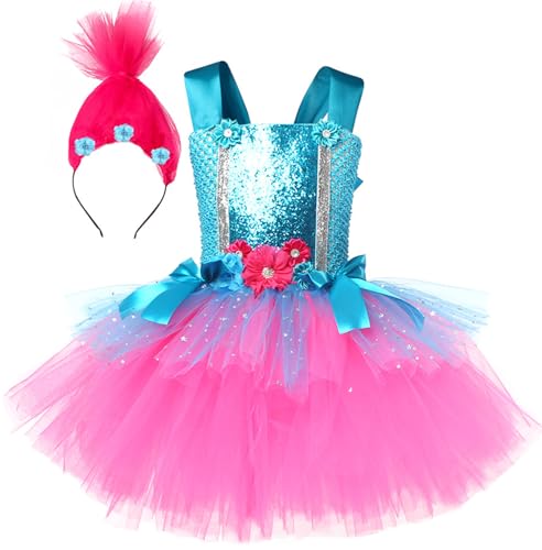 Windskids Mädchen Poppy Kostüm Fasching Cosplay Elf Prinzessin Poppy Pailletten Tüll Tutu Kleid Perückenstirnband Set für Fancy Dress Up Halloween Karneval Party Geburtstag Verkleidung 2-12 Jahre Windskids Mädchen Poppy Kostüm Fasching Cosplay Elf Prinzessin Poppy Pailletten Tüll Tutu Kleid Perückenstirnband Set für Fancy Dress Up Halloween Karneval Party Geburtstag Verkleidung 2-12 Jahre von Windskids
