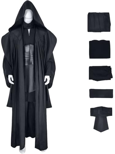 Windskids Maul Kostüm Herren Cosplay Planet Krieg Samurai Darth Maul Deluxe Komplett Uniform Anzug für Halloween Karneval Geburtstag Party Maskerade Performance Verkleidung, Schwarz von Windskids