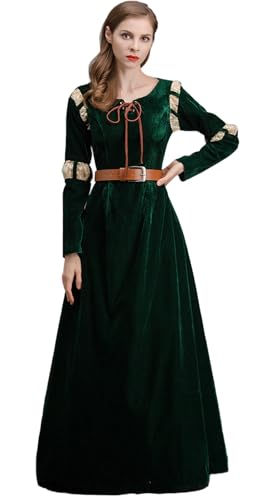 Windskids Merida Kostüm Damen Fasching Cosplay Mutig Prinzessin Merida Mittelalter Vintage Hof Adel Samt Maxi Abendkleid und Gürtel für Halloween Karneval Party Maskerade Performance Verkleidung Windskids Merida Kostüm Damen Fasching Cosplay Mutig Prinzessin Merida Mittelalter Vintage Hof Adel Samt Maxi Abendkleid und Gürtel für Halloween Karneval Party Maskerade Performance Verkleidung von Windskids