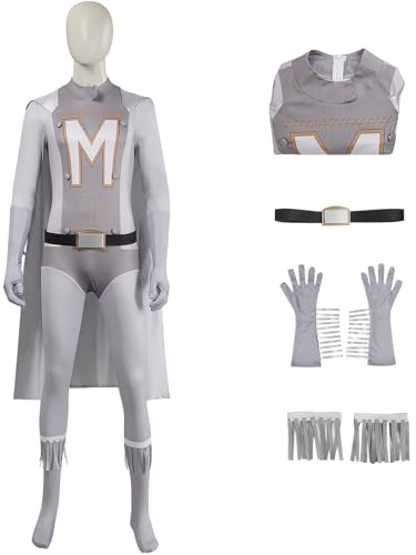 Windskids MetroMan Kostüm Herren Cosplay Superman MetroMan Drucke Umhang Overall mit Handschuhe Set für Halloween Karneval Party Geburtstag Maskerade Performance Verkleidung von Windskids