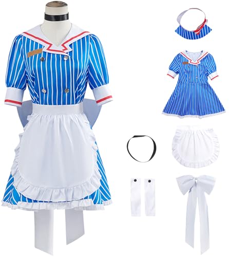 Windskids Miku Maid Kostüm Damen Cosplay Mesmerizer Kasane Teto H'atsune M'iku Komplett Uniform mit Hut Set für Fancy Dress Up Halloween Karneval Party Maskerade Anime Performance Verkleidung, Blau Windskids Miku Maid Kostüm Damen Cosplay Mesmerizer Kasane Teto H'atsune M'iku Komplett Uniform mit Hut Set für Fancy Dress Up Halloween Karneval Party Maskerade Anime Performance Verkleidung, Blau von Windskids